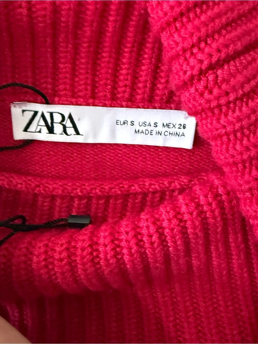 ZARA Hot Pink Ribbed Cropped Turtleneck Sweater Size S Fuchsia KnitOption